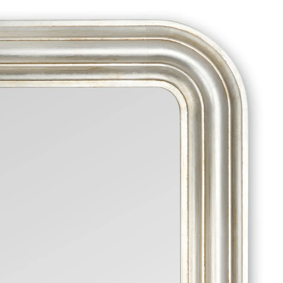 Specchio da Parete in Legno Finitura Foglia Argento Made in Italy - Navona Viadurini