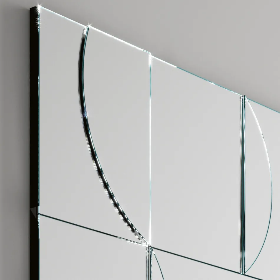 Specchio da Parete Modulare con Struttura in Legno Made in Italy - Saetta Viadurini