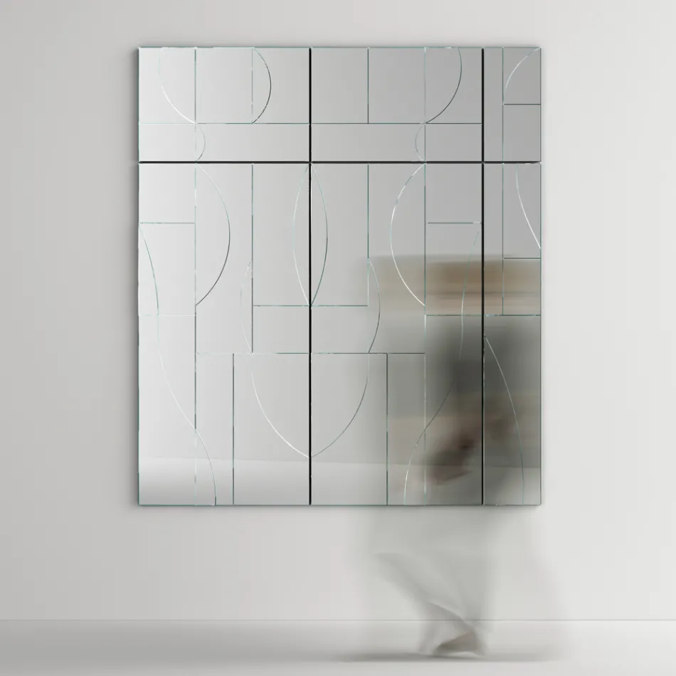 Specchio da Parete Modulare con Struttura in Legno Made in Italy - Saetta Viadurini