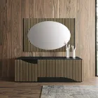 Specchio da Parete Ovale con Supporto a Listelli Verticali Made in Italy - Anne Viadurini