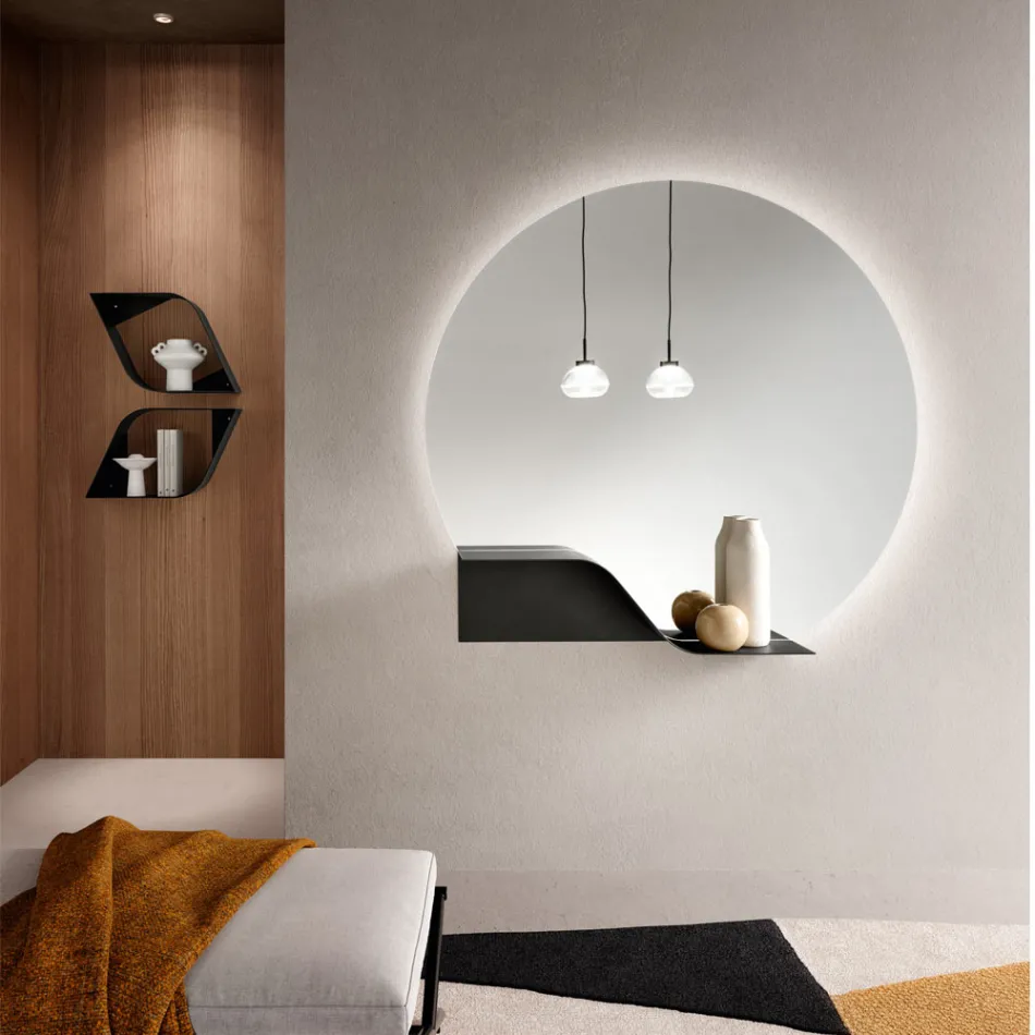 Specchio da Parete Retroilluminato a Led Telaio in Abs Made in Italy - Dafira Viadurini