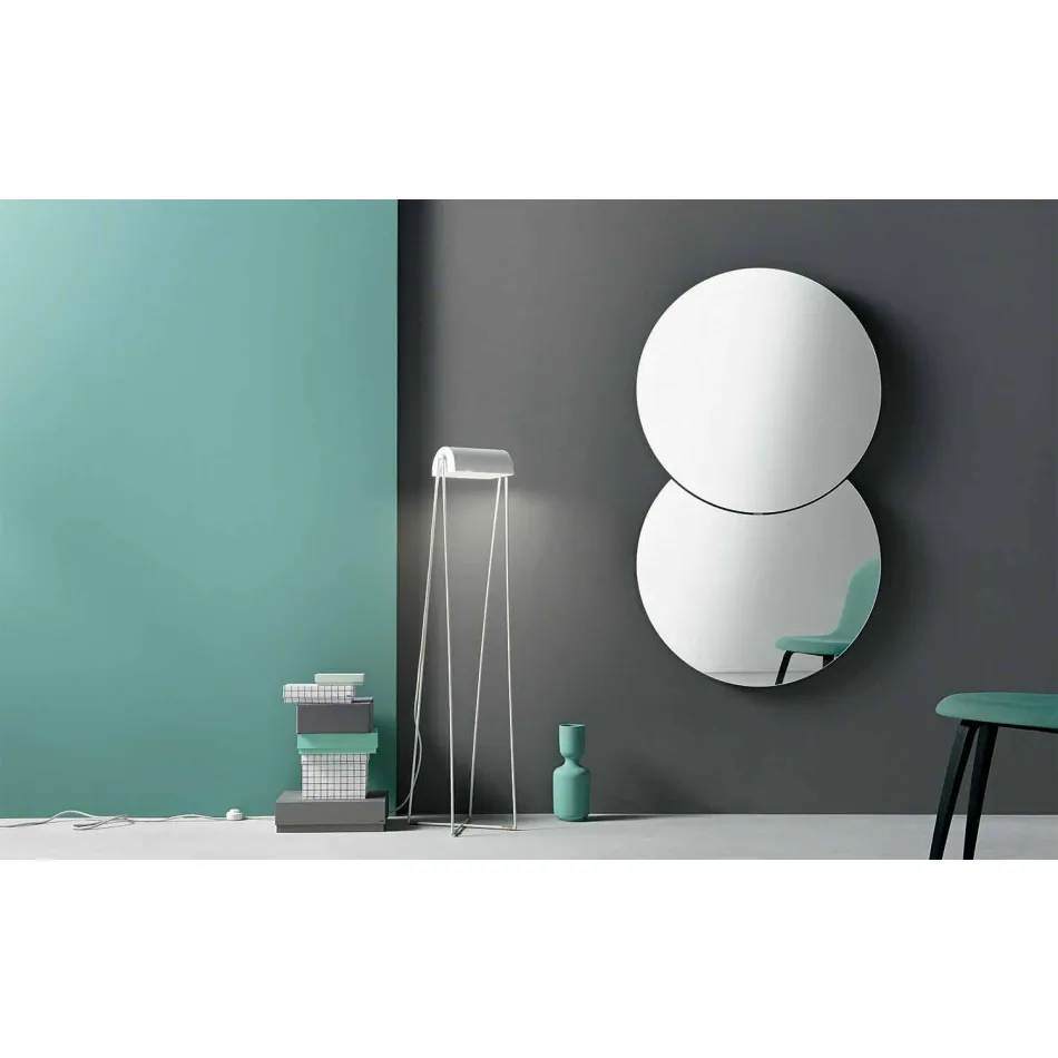 Specchio da Parete Rotondo con Satellite che Ruota a 360° Made in Italy – Shaki Viadurini