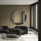 Specchio da Parete Rotondo con Struttura in Legno Made in Italy - Navona Viadurini