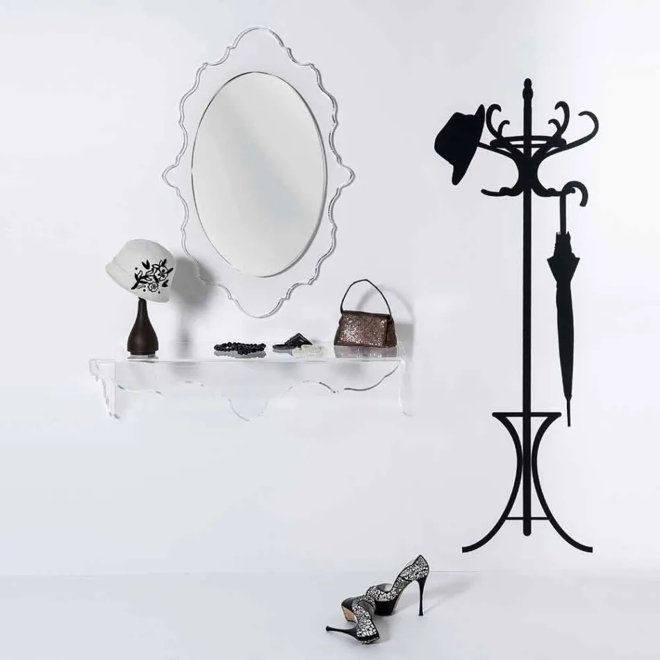 Specchio da parete trasparente di design Joy,made in Italy Viadurini