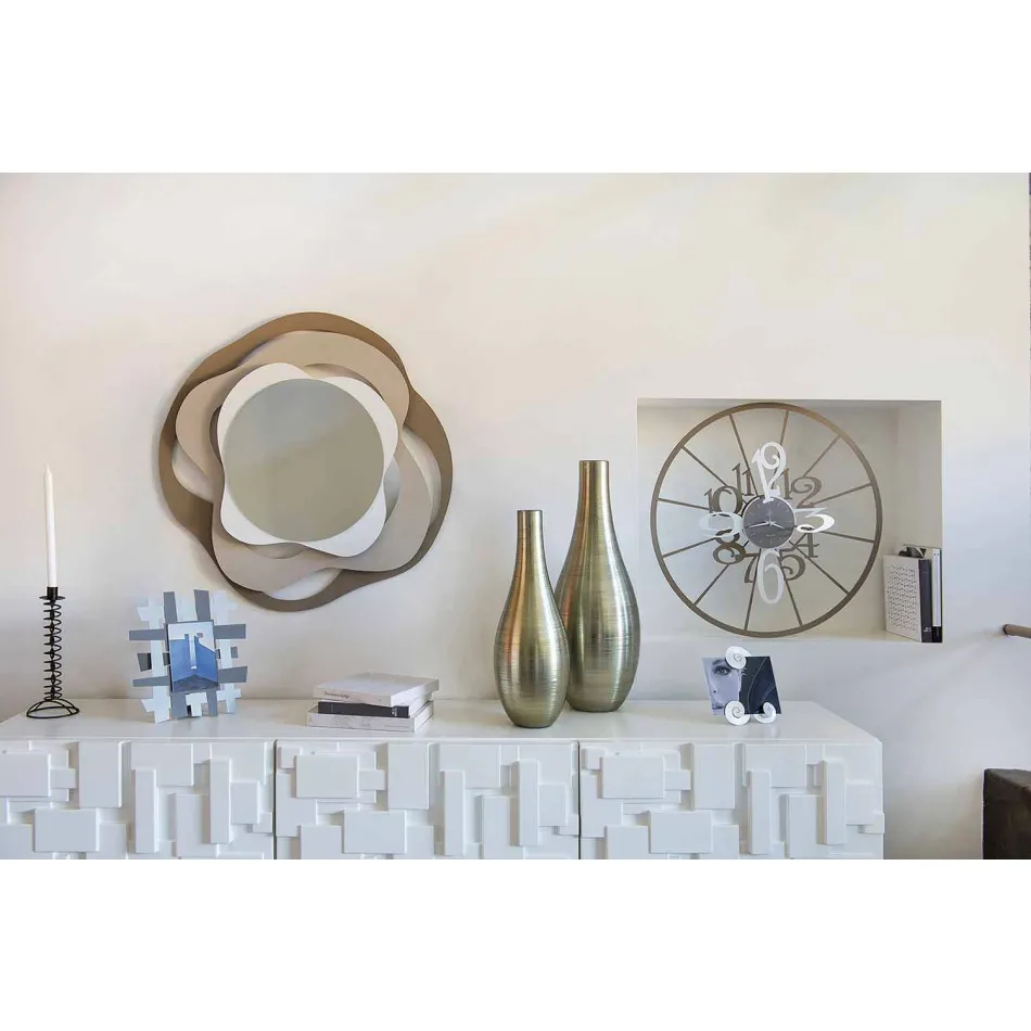 Specchio di Design Moderno da Muro in Ferro Tricolore Made in Italy – Gertrude Viadurini