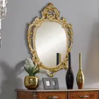 Specchio Ovale Classico Legno Foglia Oro e Argento Made in Italy - Vanessa Viadurini