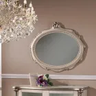 Specchio Ovale Stile Classico in Legno Argento Anticato Made in Italy - Florence Viadurini