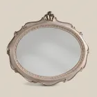 Specchio Ovale Stile Classico in Legno Argento Anticato Made in Italy - Florence Viadurini