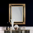 Specchio Rettangolare in Legno Foglia Oro e Nero Made in Italy - Sophie Viadurini