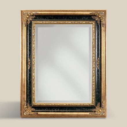 Specchio Rettangolare in Legno Foglia Oro e Nero Made in Italy - Sophie Viadurini