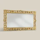 Specchio Rettangolare Legno Foglia Oro Classico Made in Italy - Denver Viadurini