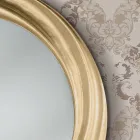 Specchio Rotondo con Cornice in Legno Oro di Lusso Made in italy - Adelin Viadurini