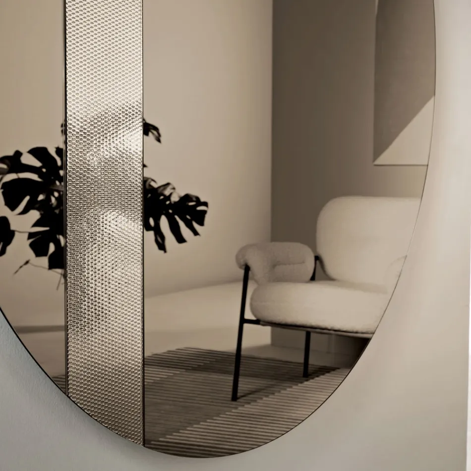 Specchio Rotondo con Inserto a Rete Made in Italy - Brigitta Viadurini