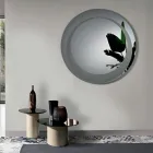 Specchio Rotondo da Parete con Decorazione Sabbiata Made in Italy - Annamaria Viadurini
