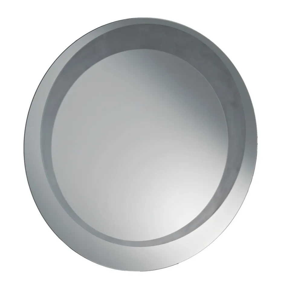 Specchio Rotondo da Parete con Decorazione Sabbiata Made in Italy - Annamaria Viadurini