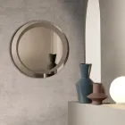 Specchio Rotondo da Parete con Decorazione Sabbiata Made in Italy - Annamaria Viadurini