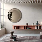 Specchio Rotondo da Parete con Decorazione Sabbiata Made in Italy - Annamaria Viadurini