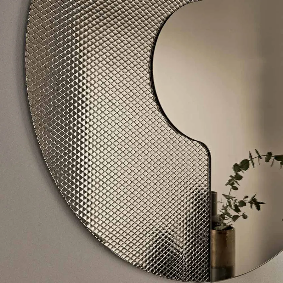 Specchio Rotondo da Parete con Inserto a Rete Made in Italy - Annabella Viadurini