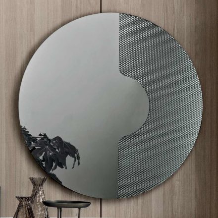Specchio Rotondo da Parete con Inserto a Rete Made in Italy - Annabella Viadurini