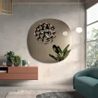 Specchio Sagomato Con Inserto in Vetro Mosso Made in Italy - Adalberta Viadurini
