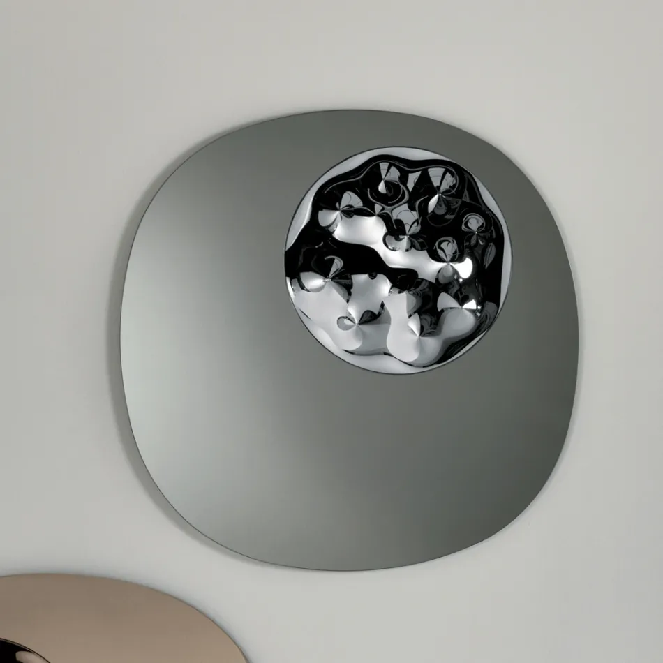 Specchio Sagomato Con Inserto in Vetro Mosso Made in Italy - Adalberta Viadurini
