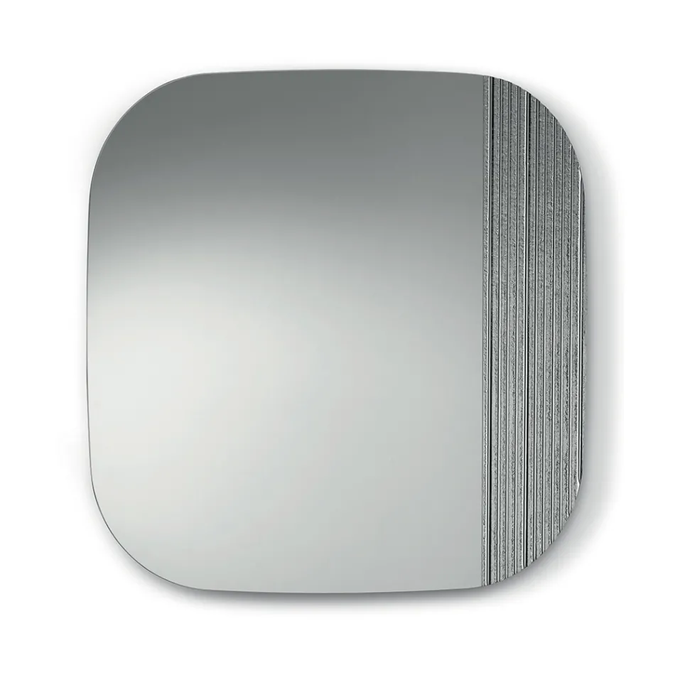 Specchio Sagomato con Inserto Rigato Made in Italy - Alessia Viadurini