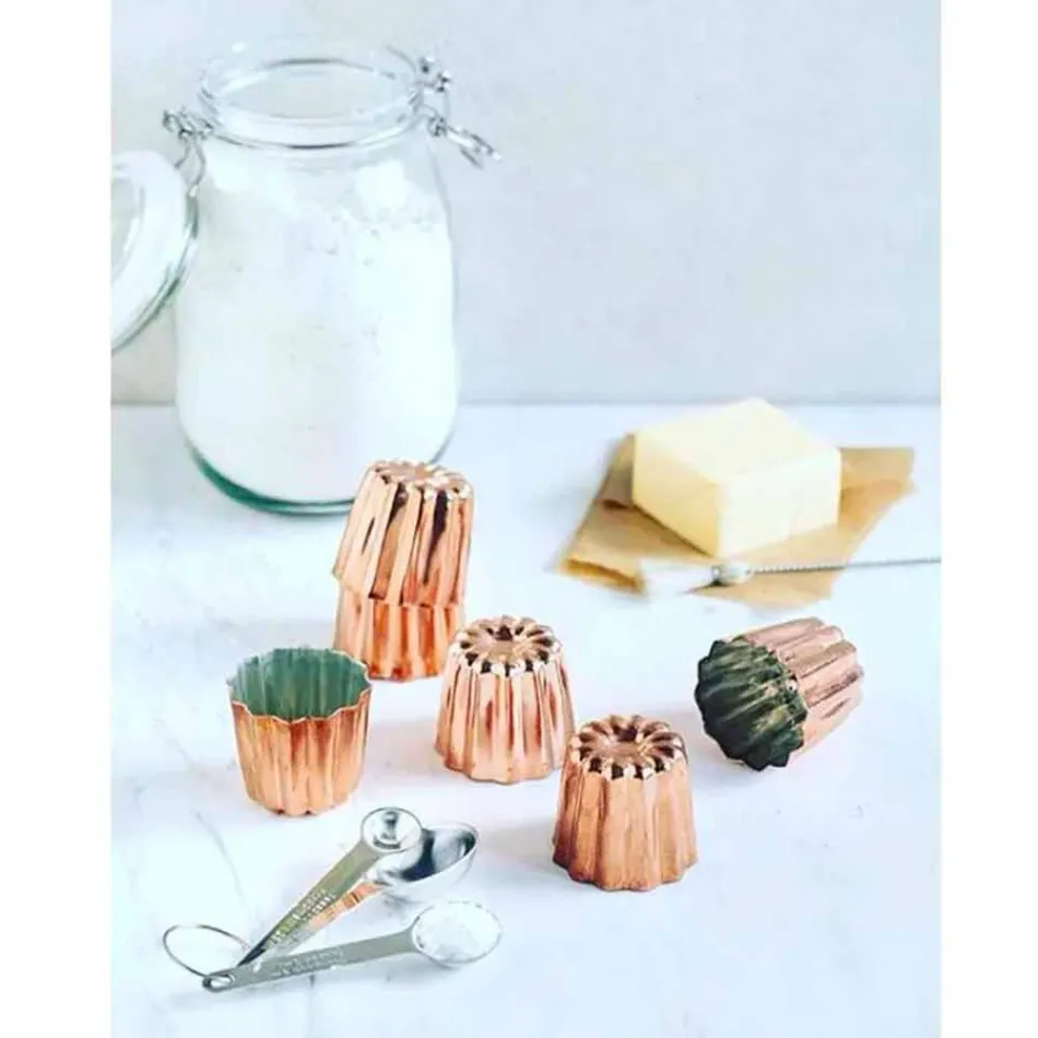 Stampi per Dolci in Rame Stagnato a Mano Design Scanalato 6 Pezzi - Gianvito Viadurini