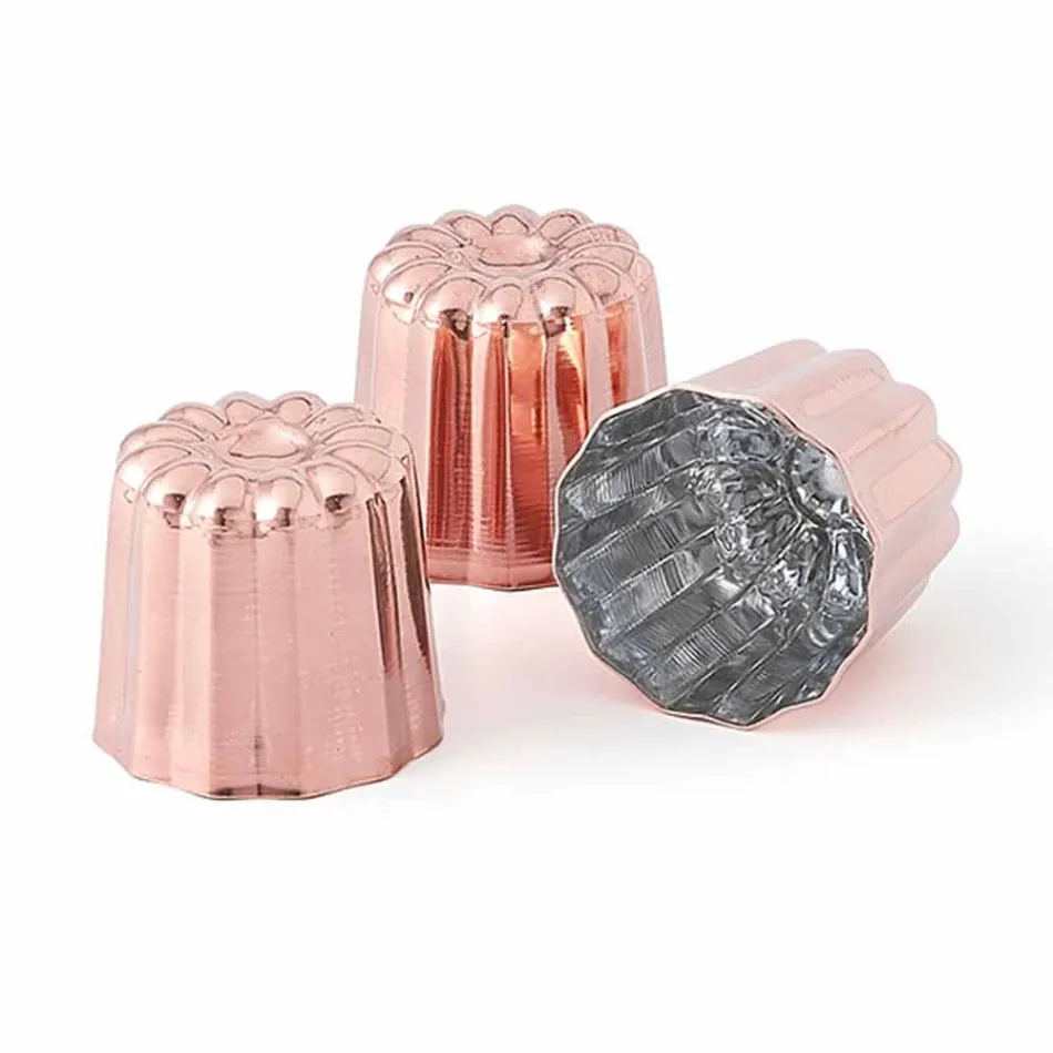 Stampi per Dolci in Rame Stagnato a Mano Design Scanalato 6 Pezzi - Gianvito Viadurini