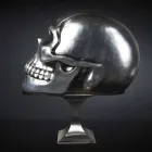 Statua a Forma di Teschio in Ceramica Argentata Realizzata in Italia - Skull Viadurini