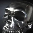 Statua a Forma di Teschio in Ceramica Argentata Realizzata in Italia - Skull Viadurini