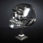 Statua a Forma di Teschio in Ceramica Argentata Realizzata in Italia - Skull Viadurini