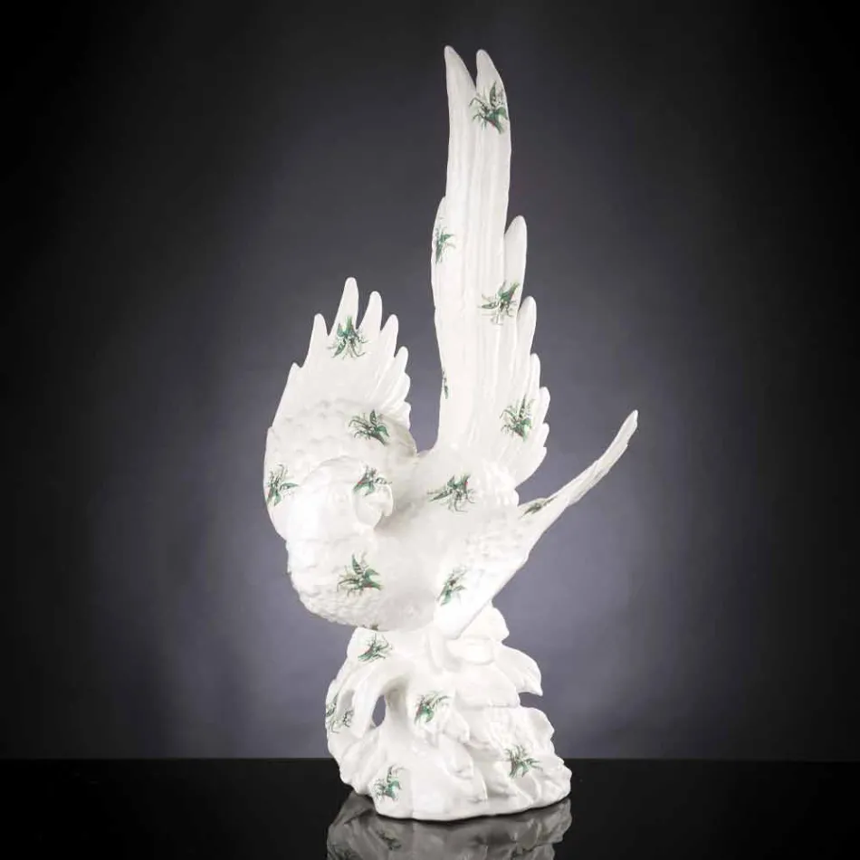 Statuina a Forma di Pappagallo in Ceramica Lavorata a Mano in Italia - Pagallo Viadurini