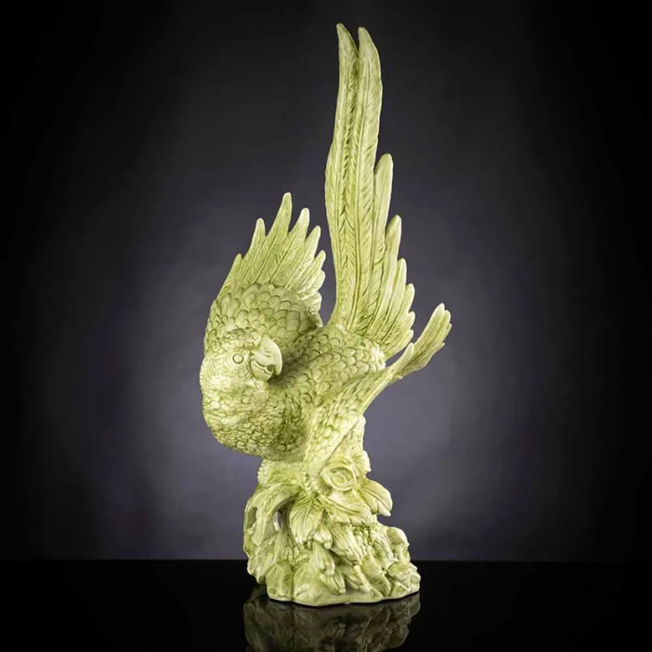 Statuina a Forma di Pappagallo in Ceramica Lavorata a Mano in Italia - Pagallo Viadurini