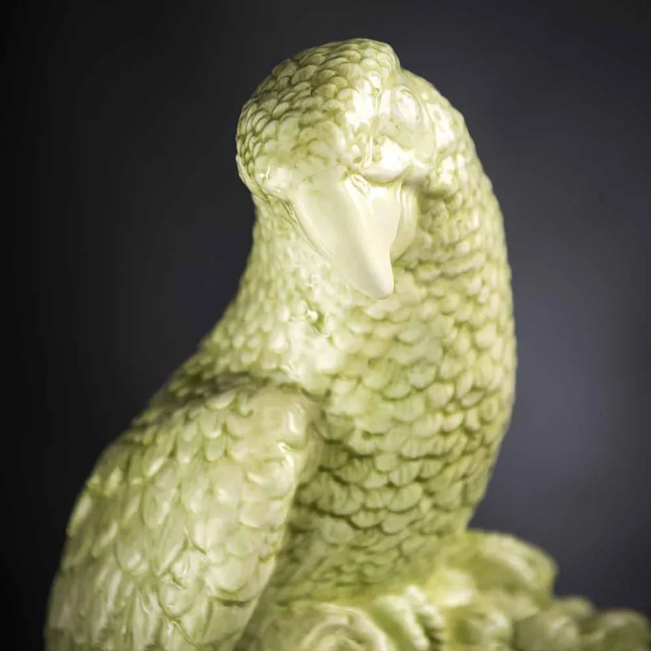 Statuina Artigianale a Forma di Pappagallo in Ceramica Made in Italy - Pagallo Viadurini