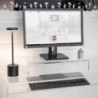 Supporto per Monitor in Plexiglass Trasparente o Fumè Design Italiano - Nerd Viadurini