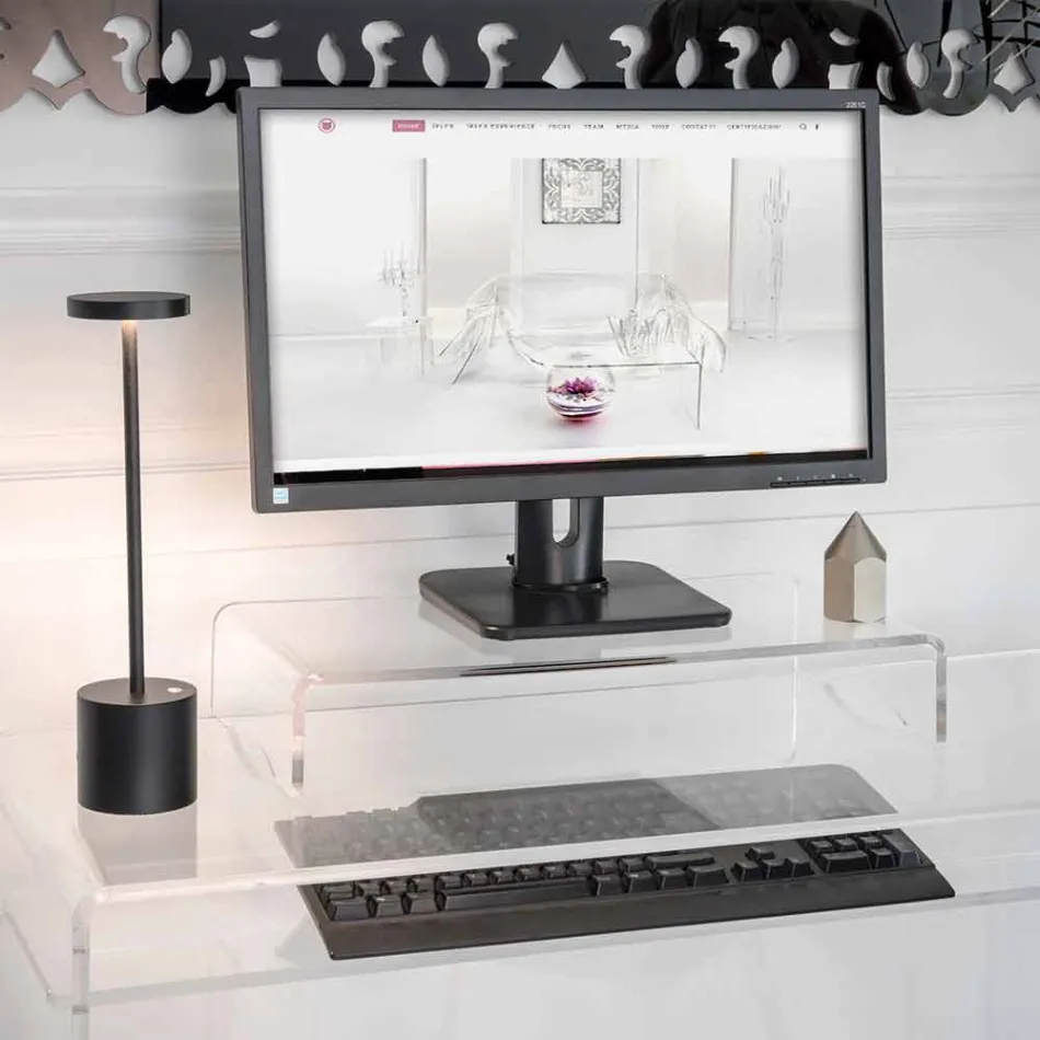 Supporto per Monitor in Plexiglass Trasparente o Fumè Design Italiano - Nerd Viadurini
