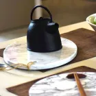 Tagliere Moderno Ovale in Marmo Bianco di Carrara Made in Italy - Masha Viadurini