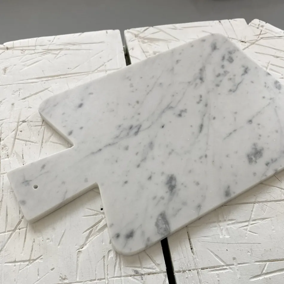 Tagliere Rettangolare in Marmo Bianco di Carrara Made in Italy - Ukai Viadurini