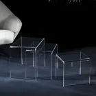 Tavolini Salotto in Cristallo Acrilico Trasparente Minimale 3 Pezzi - Cecco Viadurini