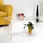 Tavolino a ponte moderno in plexiglass realizzato in Italia, Bolly Viadurini