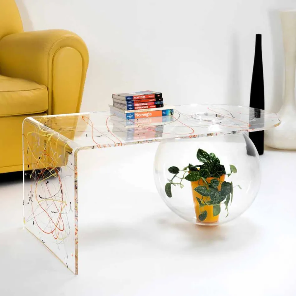 Tavolino a ponte moderno in plexiglass realizzato in Italia, Bolly Viadurini