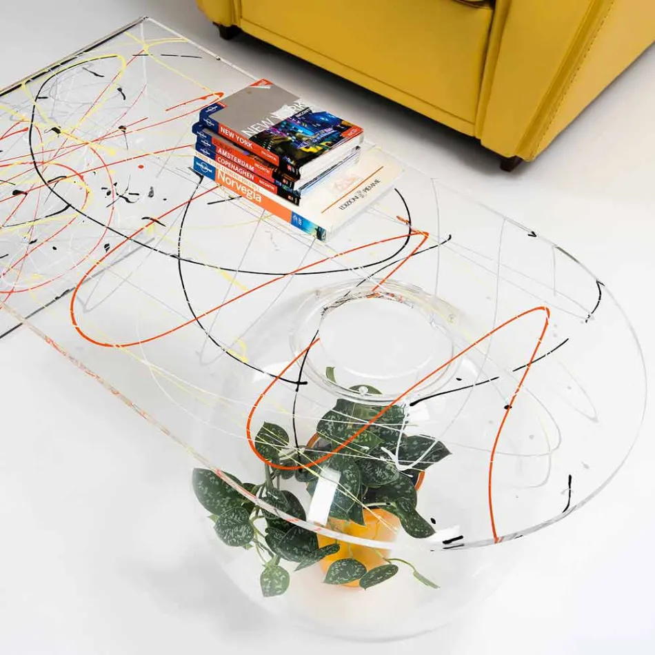 Tavolino a ponte moderno in plexiglass realizzato in Italia, Bolly Viadurini
