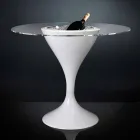Tavolino Alto in Vetro e Polietilene con Portabottiglie Made in Italy - Cracovia Viadurini