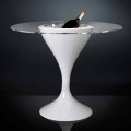 Tavolino Alto in Vetro e Polietilene con Portabottiglie Made in Italy - Cracovia