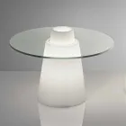 Tavolino basso luminoso Slide Peak(H50)polietilene e vetro made Italy Viadurini