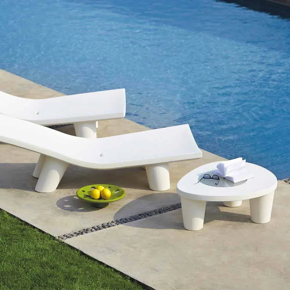 Tavolino basso Slide Low Lita Table polietilene e vetro made in Italy Viadurini
