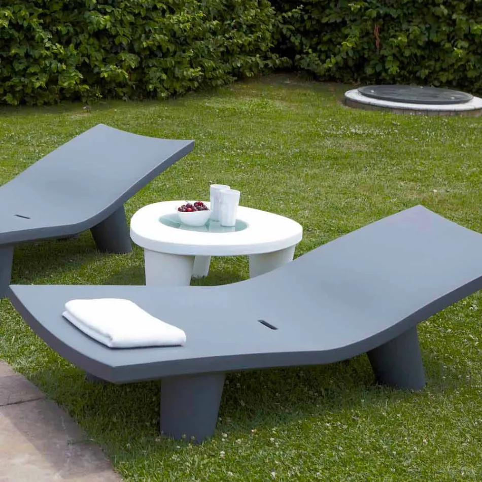 Tavolino basso Slide Low Lita Table polietilene e vetro made in Italy Viadurini