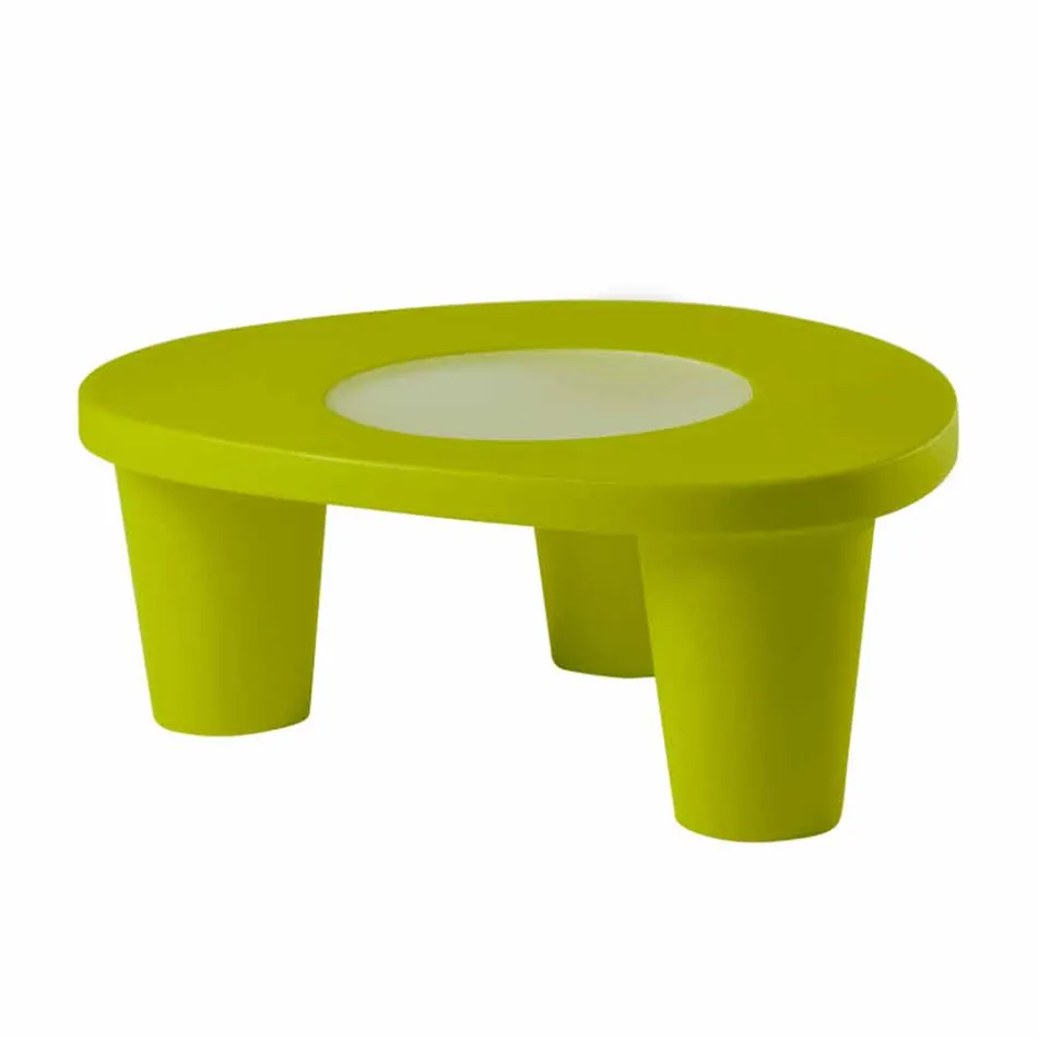 Tavolino basso Slide Low Lita Table polietilene e vetro made in Italy Viadurini