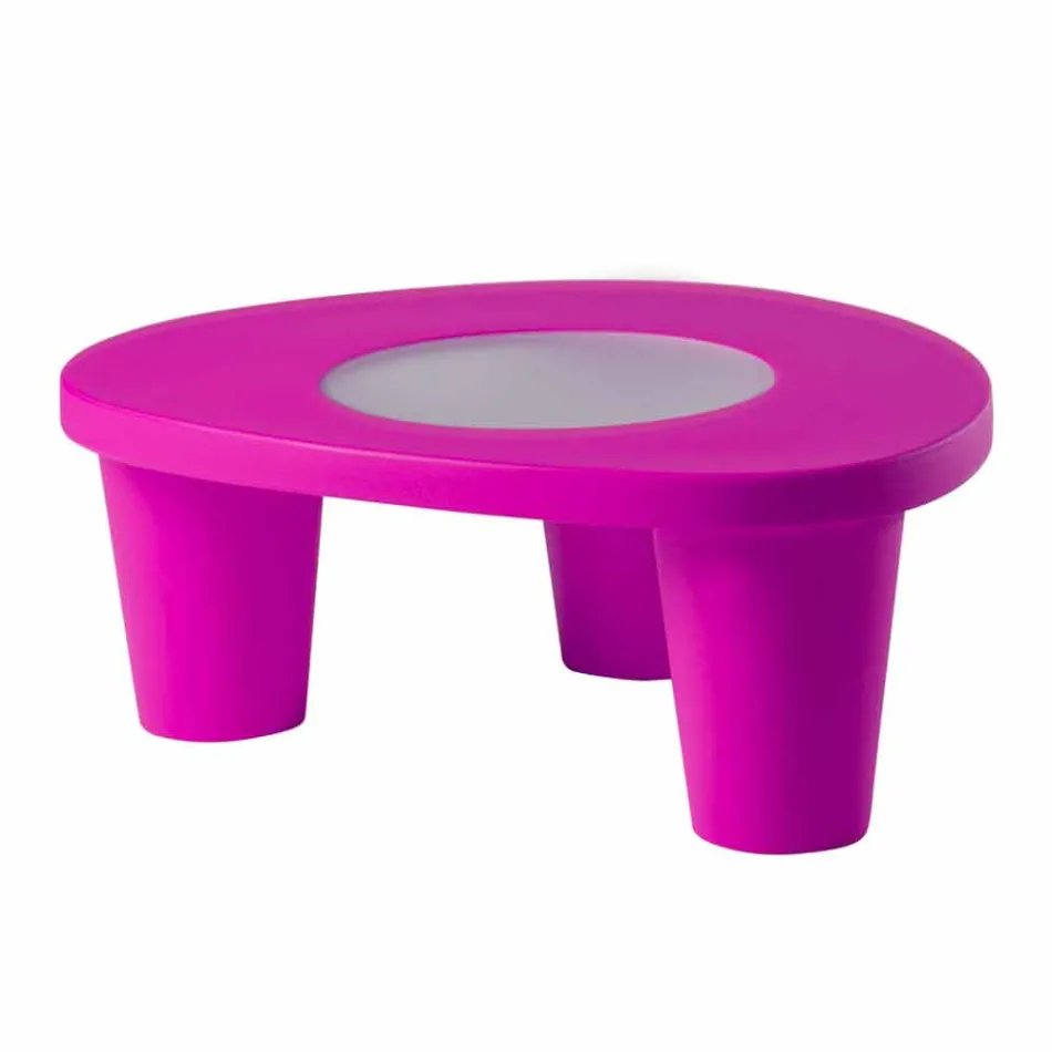 Tavolino basso Slide Low Lita Table polietilene e vetro made in Italy Viadurini