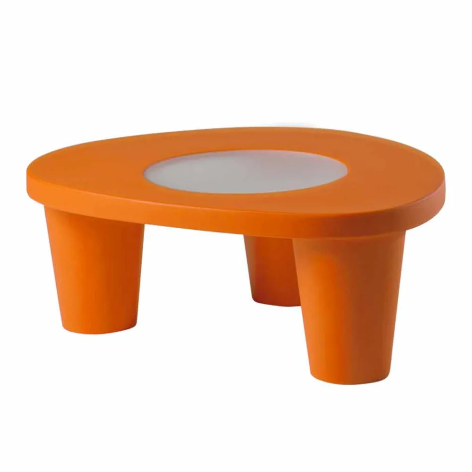 Tavolino basso Slide Low Lita Table polietilene e vetro made in Italy Viadurini
